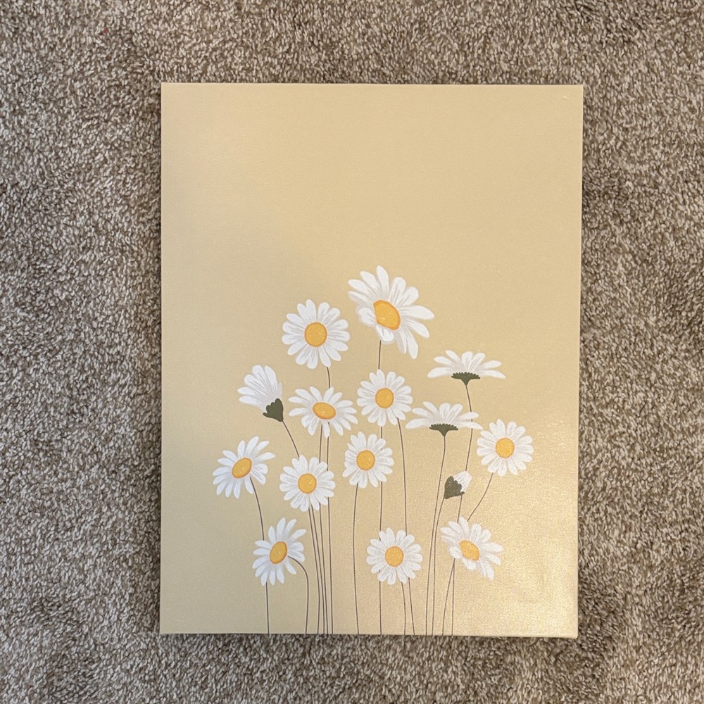Floral Canvas Wall Art in Cream and White